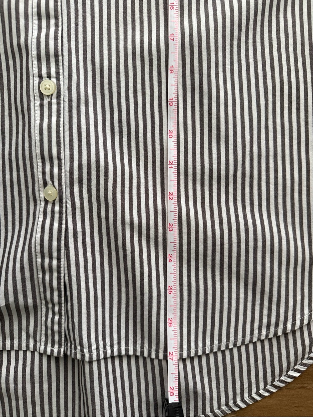 LOFT Classic Brown & White Striped Button-Down Shirt - Picture 9 of 10